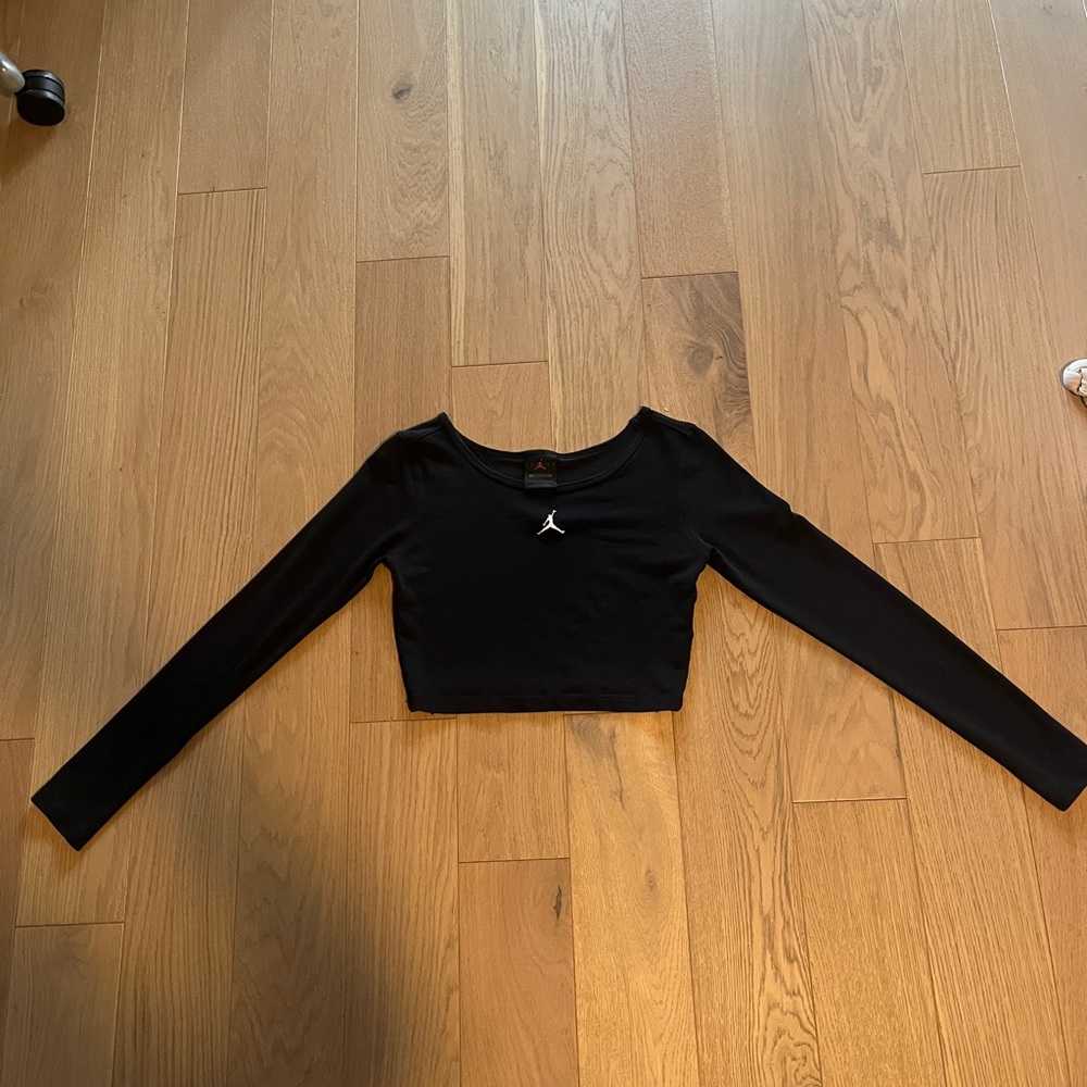Jordan Flight Cropped Long Sleeve Shirt Women’s Small Black, Nike - Picture 3 of 4